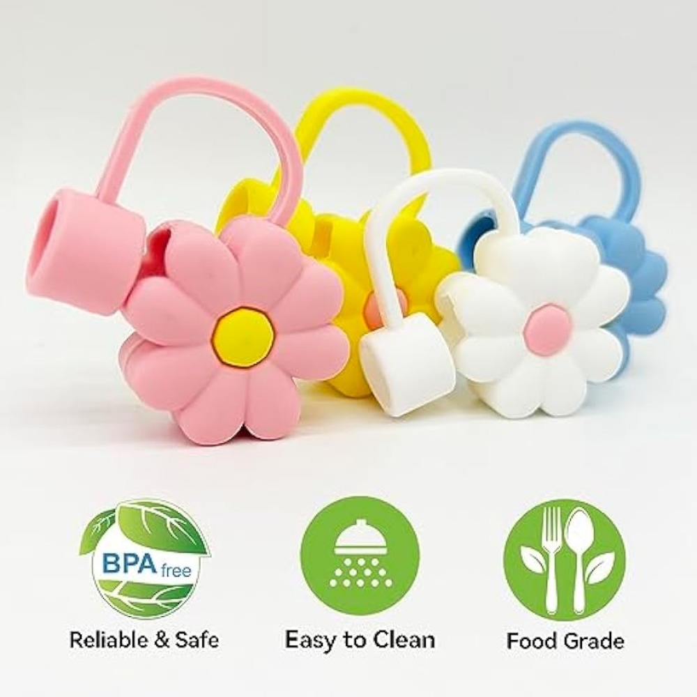 Silicone Straw Cover Flower Straw Cover Compatible With - Temu