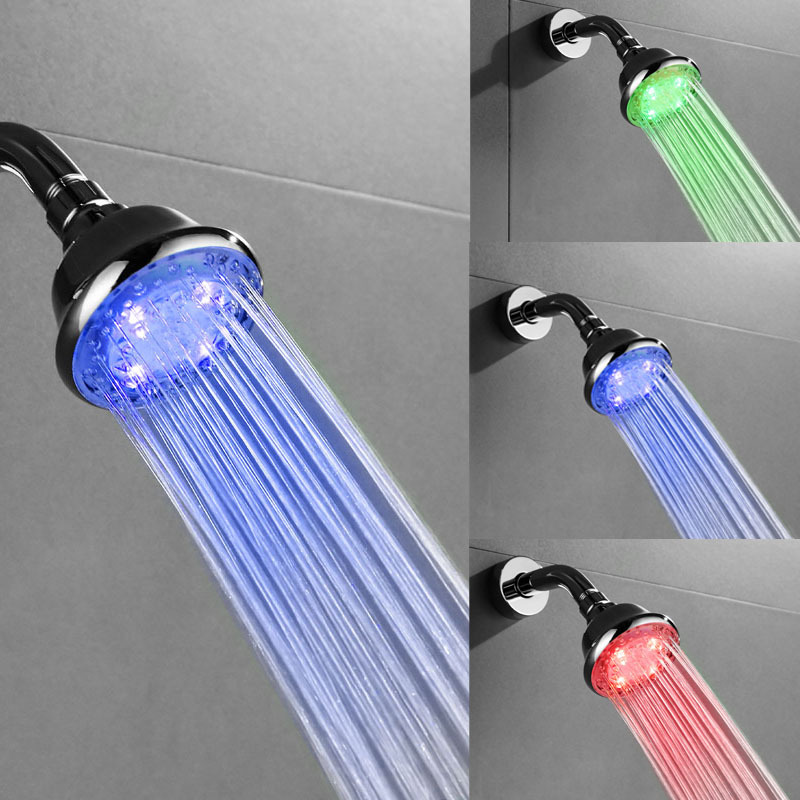 Alcachofa de Ducha LED Alcachofa Ducha Luz Cabezal de Ducha LED de 3  Colores que Cambia el Sensor de Temperatura de Luz azul/verde/rojo del baño  de