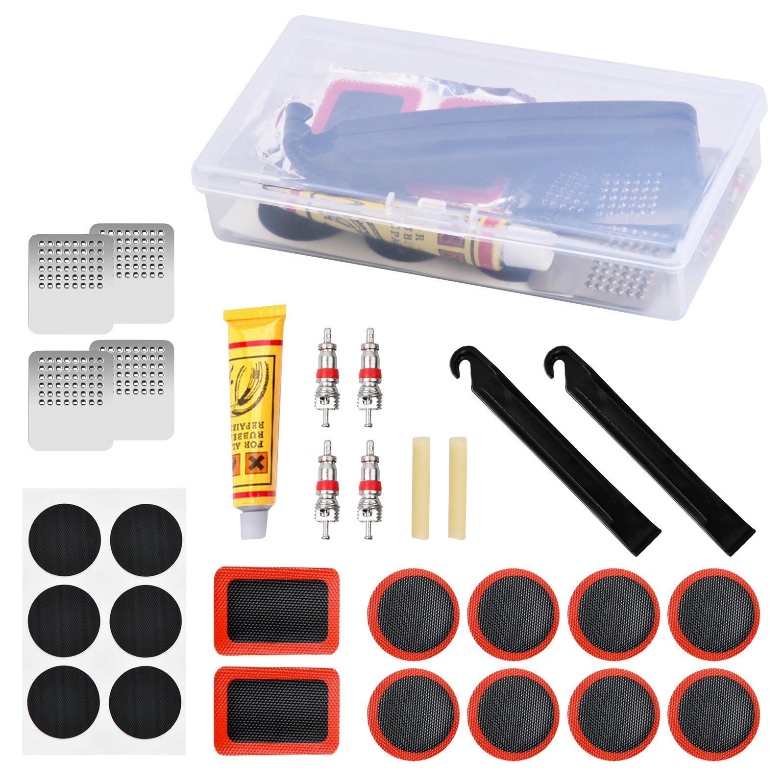 KIT REPARATION CHAMBRE A AIR VELO, RUSTINES - 7 PIECES