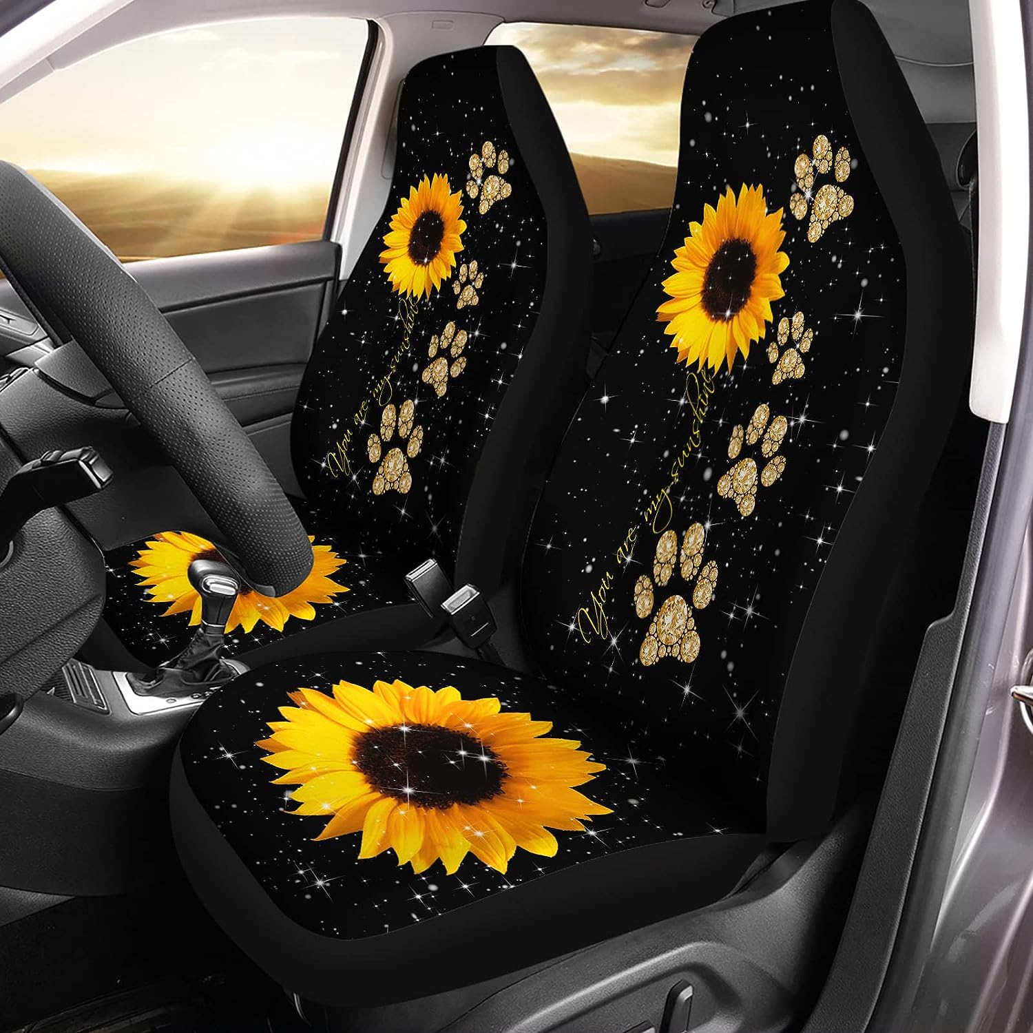 Sunflower Printed Car Seat Cover Front Seats Bucket Seat - Temu