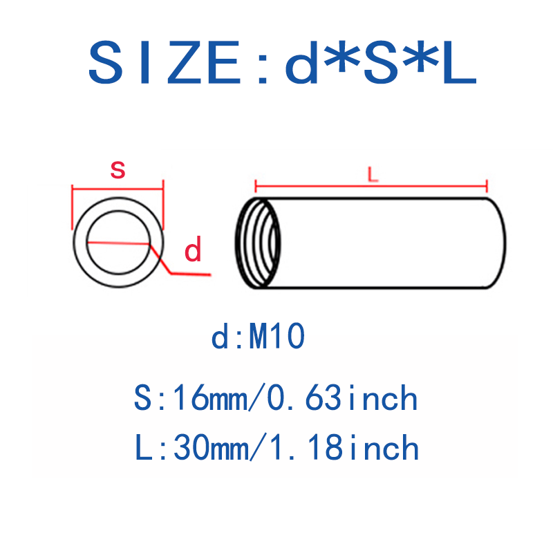 Image of M10 M12 304 Stainless Steel Extension Thicken Round Coupling Nut Cylindrical Connect Screw Nut