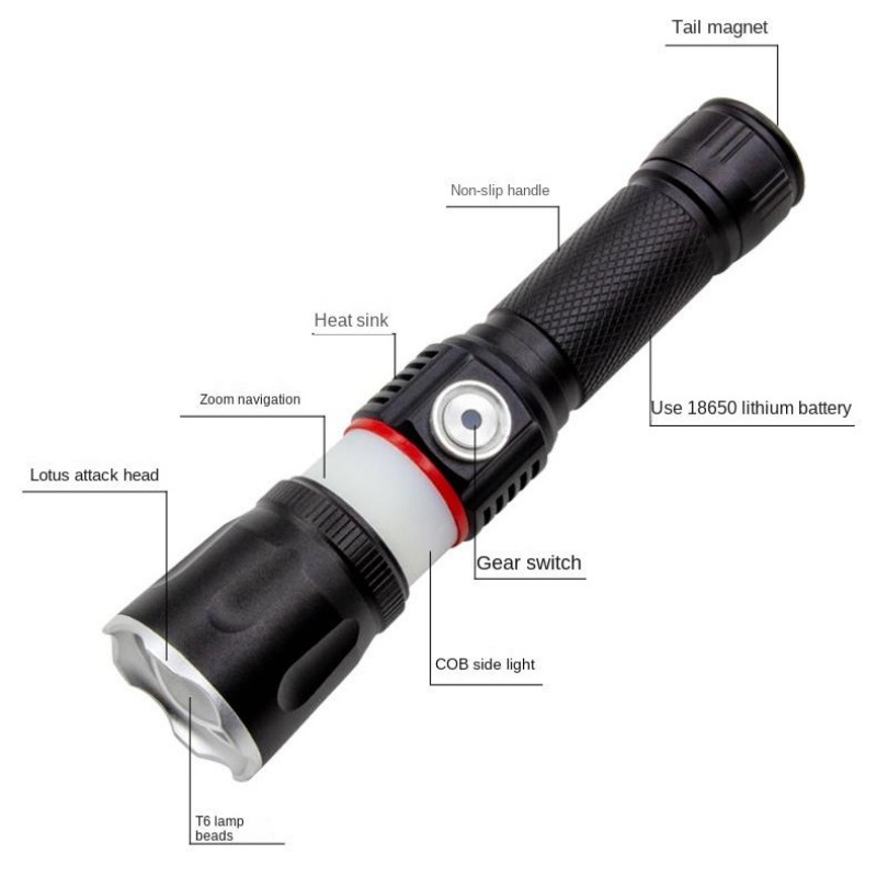 COB LED Pen Light IPX5 USB Rechargeable Work Torch Inspection Flashlight  Lamp