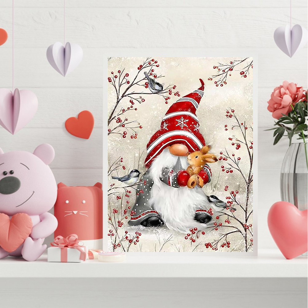 Pink Santa Claus 30*30cm(canvas) special shaped drill diamond painting