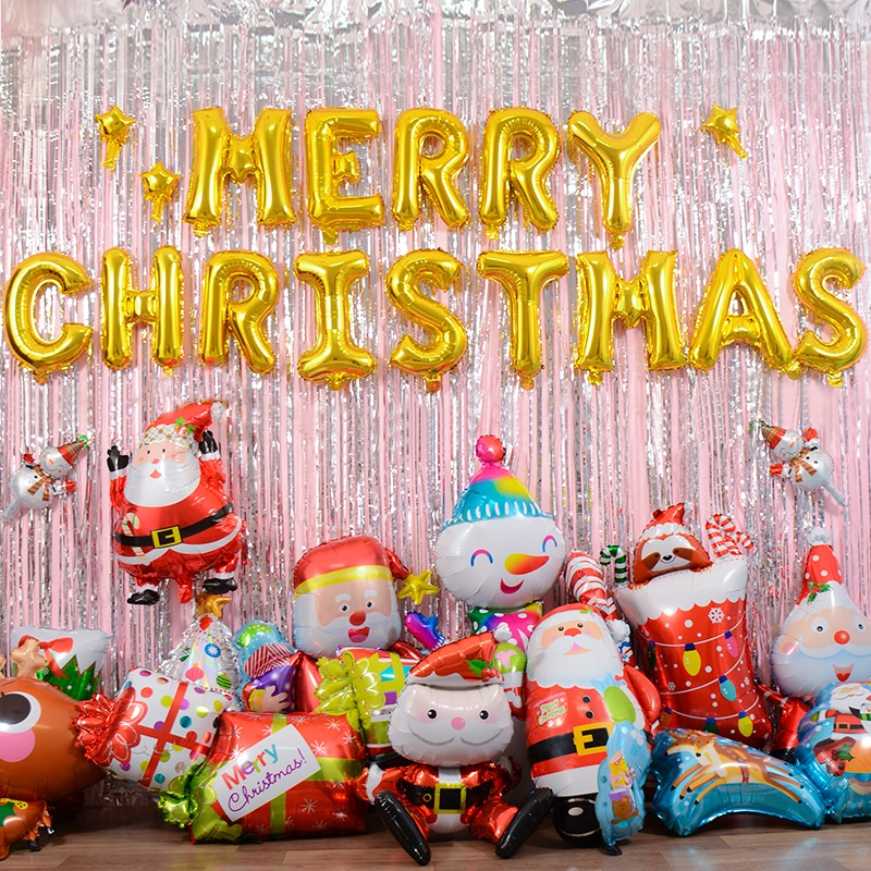 10pcs mini cartoon christmas balloons santa claus snowman stick balloon christmas decorations balloons christmas tree decorations christmas home decor room decor details 0