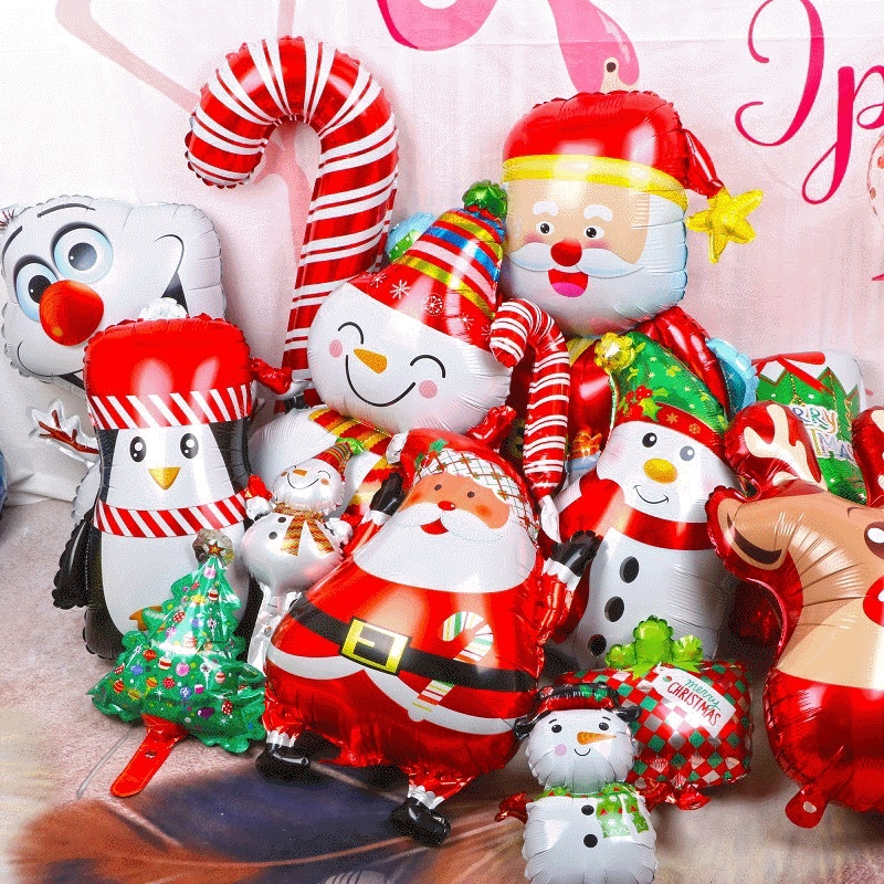 10pcs mini cartoon christmas balloons santa claus snowman stick balloon christmas decorations balloons christmas tree decorations christmas home decor room decor details 1