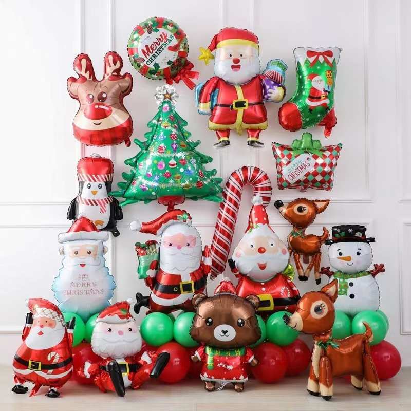 10pcs mini cartoon christmas balloons santa claus snowman stick balloon christmas decorations balloons christmas tree decorations christmas home decor room decor details 5