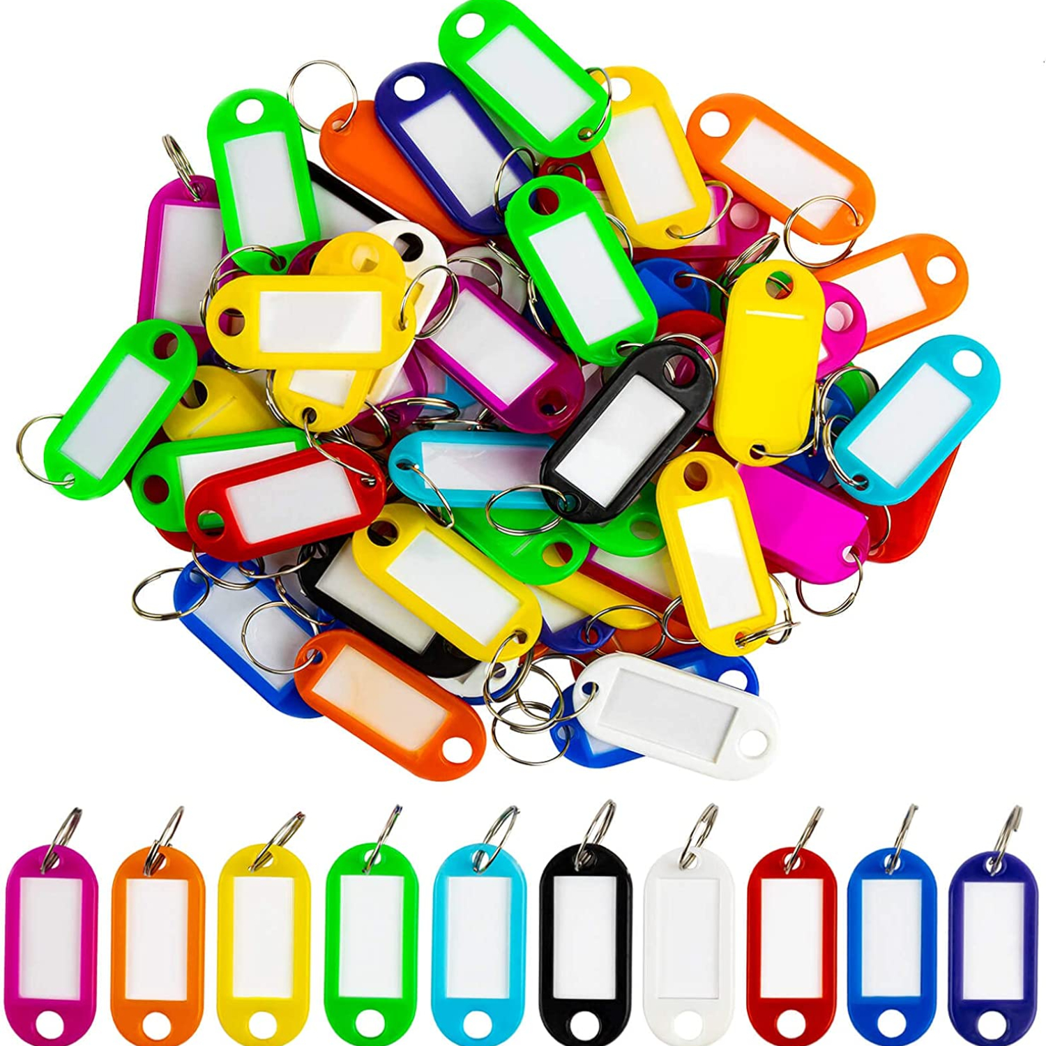 

10/30/50pcs Colorful Plastic Key Luggage Id Tags Labels, Key Rings With Name Cards
