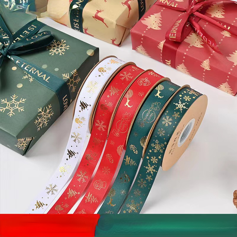 Red Gift Wrapping Ribbon For Christmas Bow Marry Xmas Tape Box Packing For  Decor