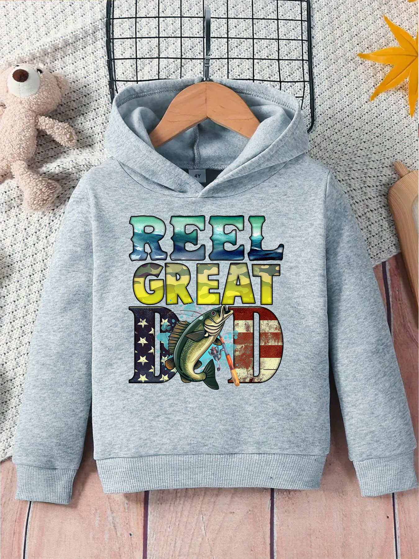 Real Great Dad Letter Fishing Print Boys Casual Pullover - Temu