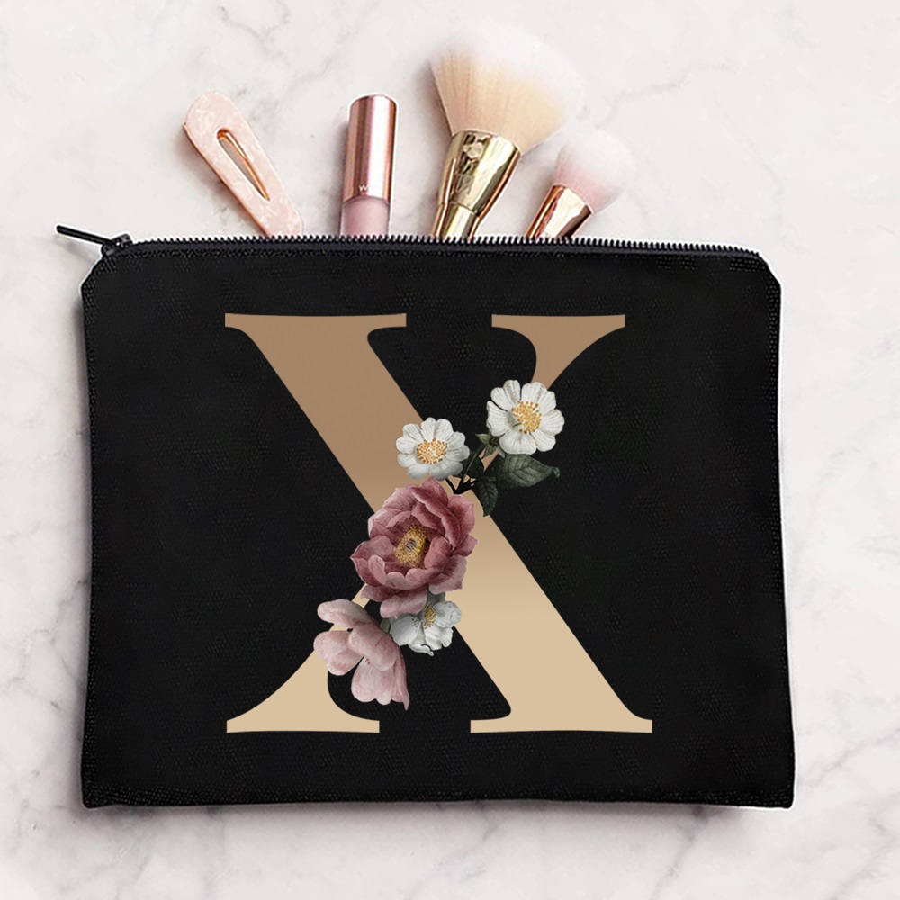 Flower Initial Print Cosmetic Bag Wedding Bridal Bridesmaid - Temu