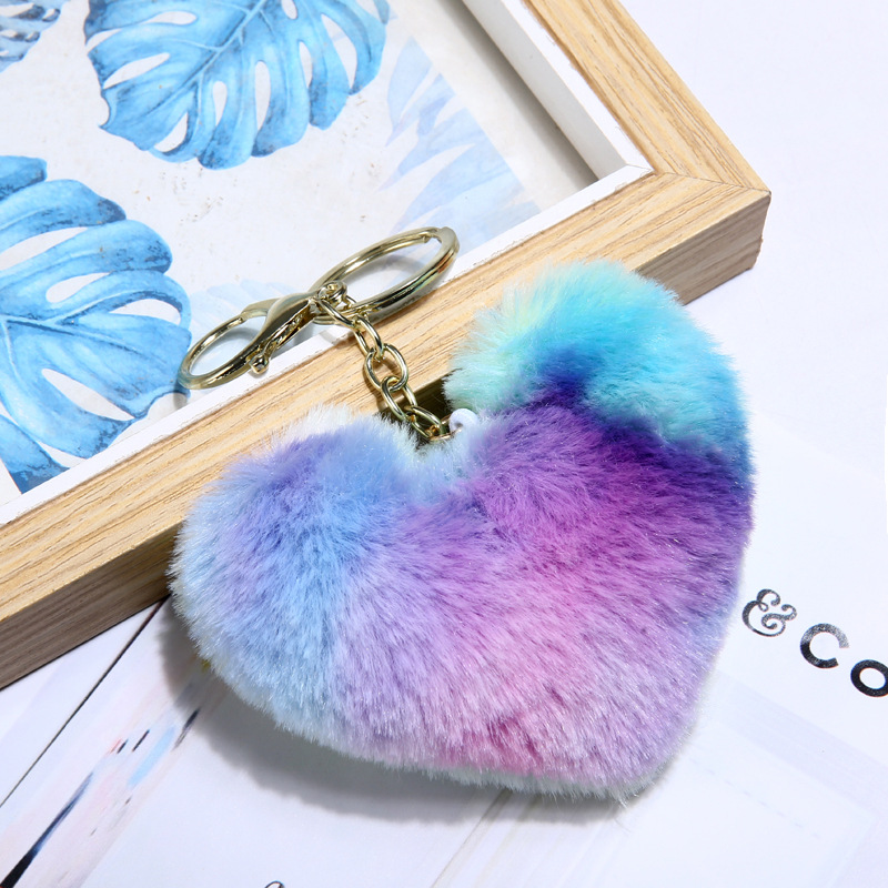 1 3pcs Heart Pom Pom Keychain Cute Plush Key Chain Ring Purse Bag Backpack  Charm Car Hanging Pendant Women Girls Gift, Shop The Latest Trends