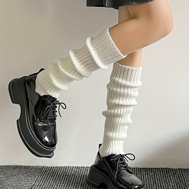 Retro Solid Cable Knitted Leg Warmers match Knee High Socks - Temu
