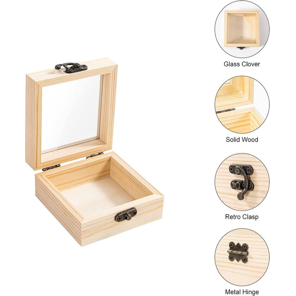 Wooden Box With Hinged Lid Wooden Rectangle Keepsake Box - Temu