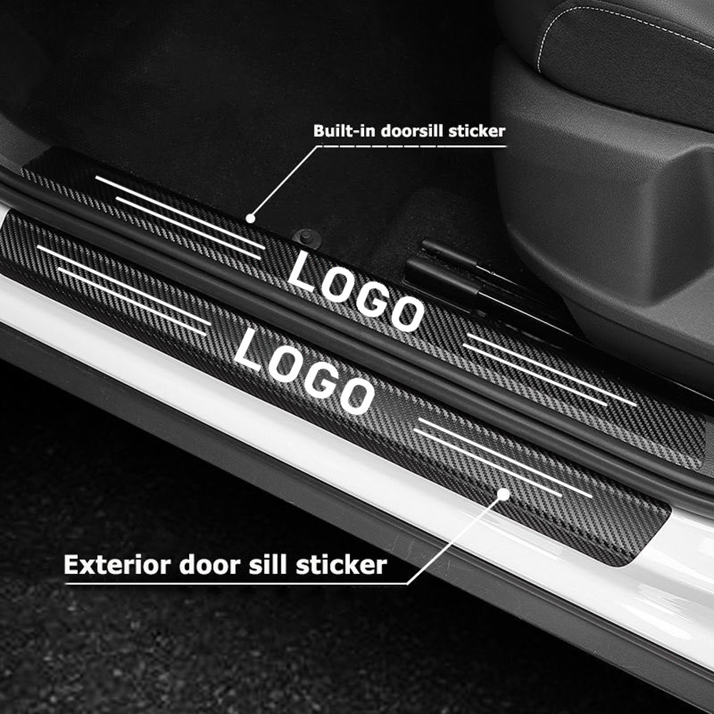 Scratch-resistant Door Sill Strip Carbon Fiber Car Door Sill Strip  Universal Decorative Welcome Pedal Anti-scratch Strip Dirt-resistant  Anti-stepping