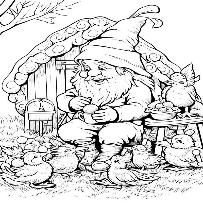 Cute Christmas Dwarf Gnomes Coloring Book 6 Pages 