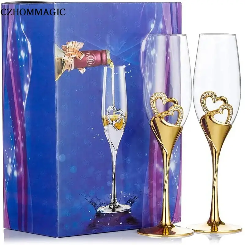 2 Pz 200 Ml Matrimonio Bicchieri Champagne Cuori 'interno - Temu Italy