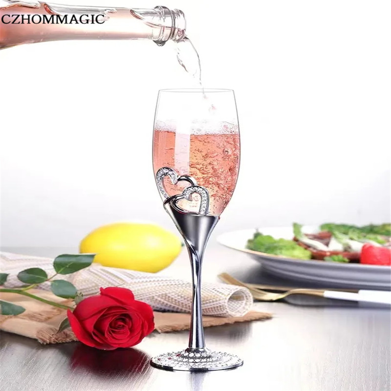 Romantic Fancy Red Wine Glass Wine Cocktail Glass Transparent Rose Shape  Goblet Cup Champagne Glasses for Home Wedding Bar