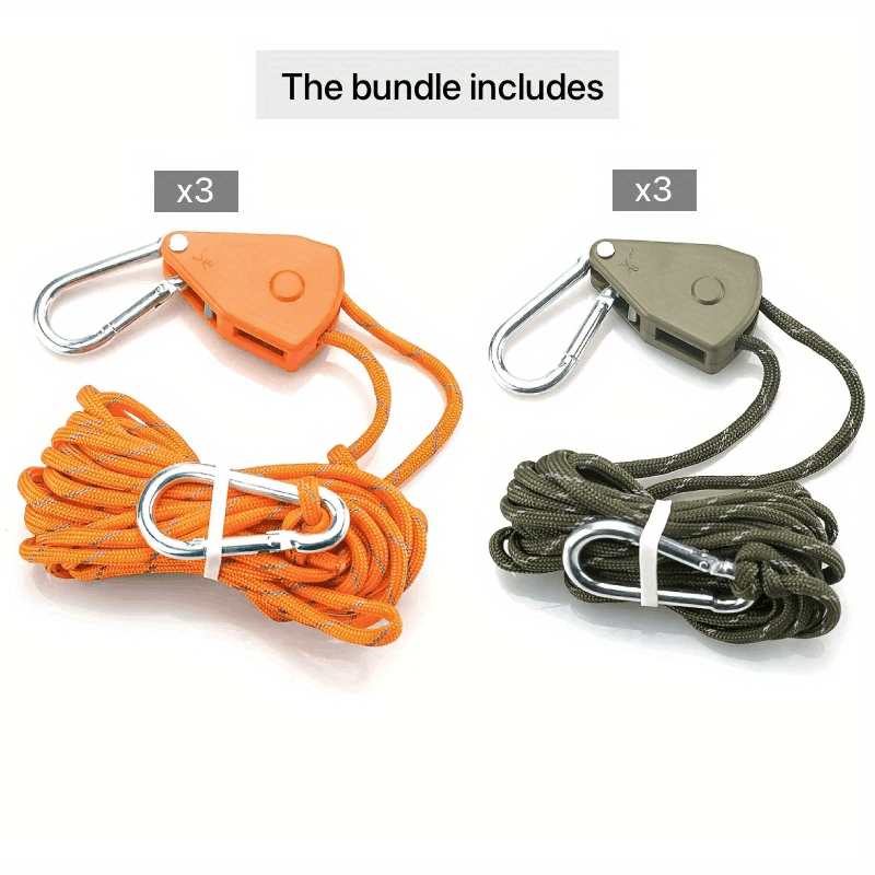 Reflective Rope Wind Buckle 4M Umbrella Rope Tent Fixed Rope Canopy Night  Light Rope Camping Adjustable Buckle Windproof Rope (4 Pack)