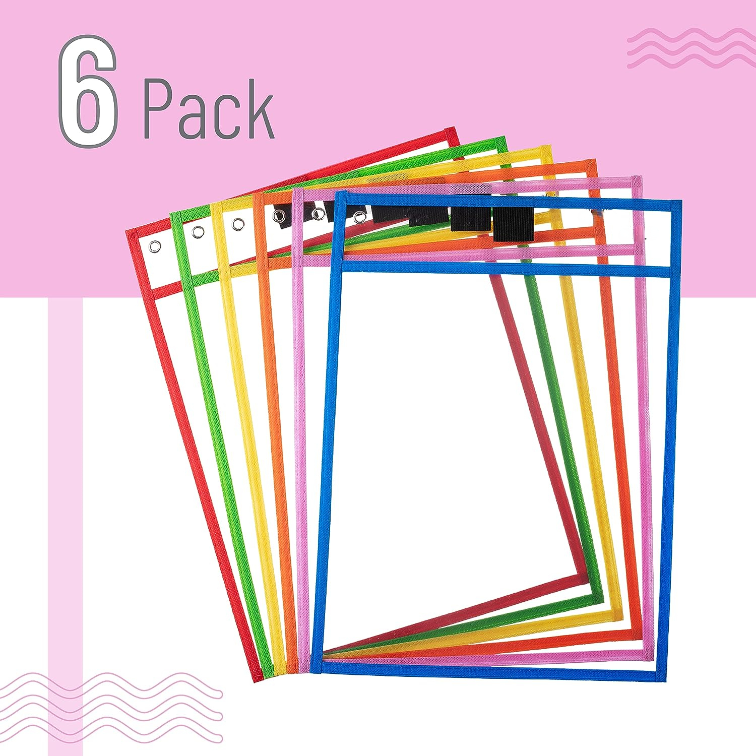 6Pcs Folders For Binderss Clear Reusable Sleeves Dry Erase Sheets