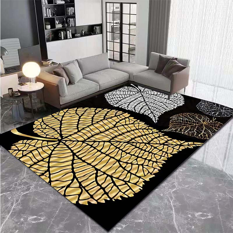 Tropical Leaf Shaped 3d Long Pile Bedroom Bedside Rug, Bathroom