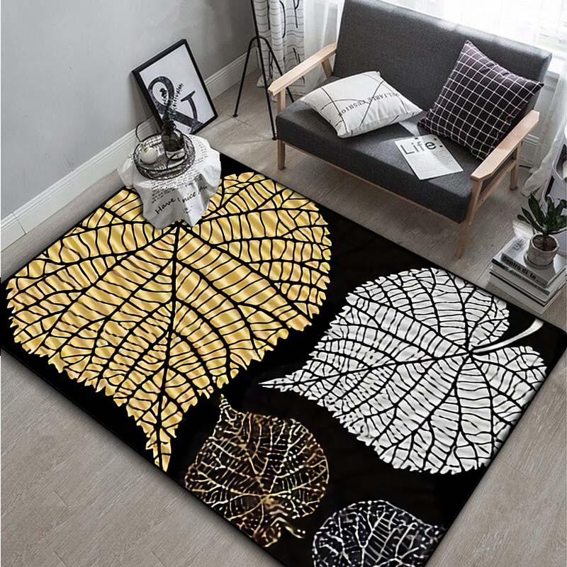 Tropical Leaf Shaped 3d Long Pile Bedroom Bedside Rug, Bathroom