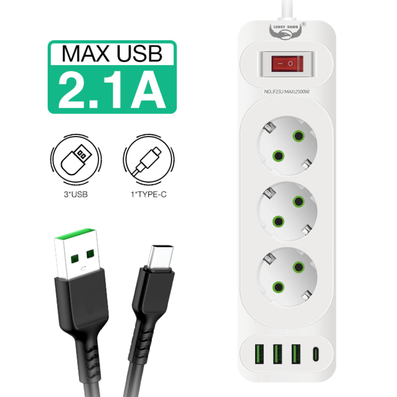 Regleta con cable de extensión Multitap, enchufe eléctrico con 4 puertos USB,  carga rápida, filtro de red, interruptor Individual - AliExpress