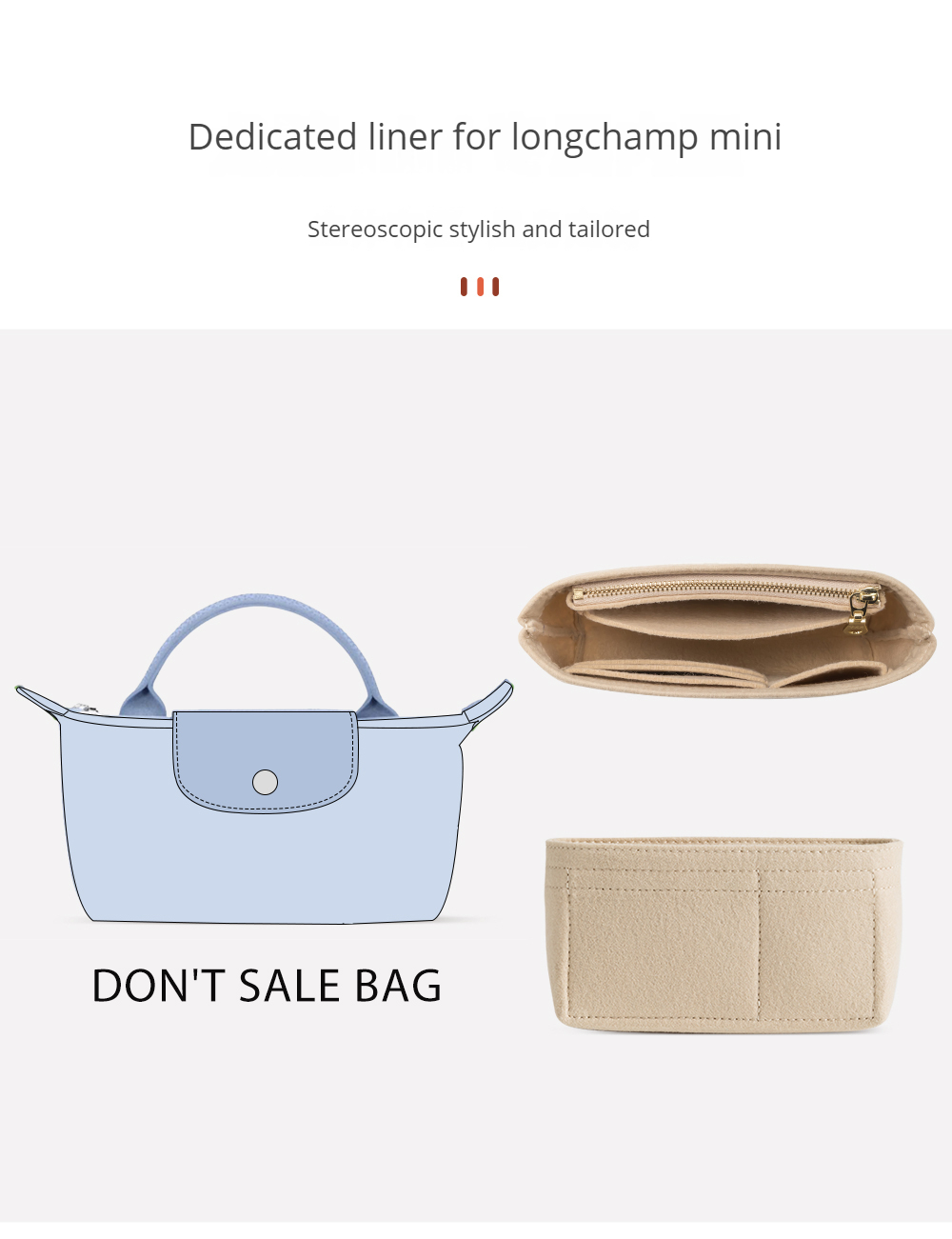 Bag Organizer For Longchamp Mini Bag Storage Bag The Liner Bag Felt Purse  Insert Handbag Liner Bag