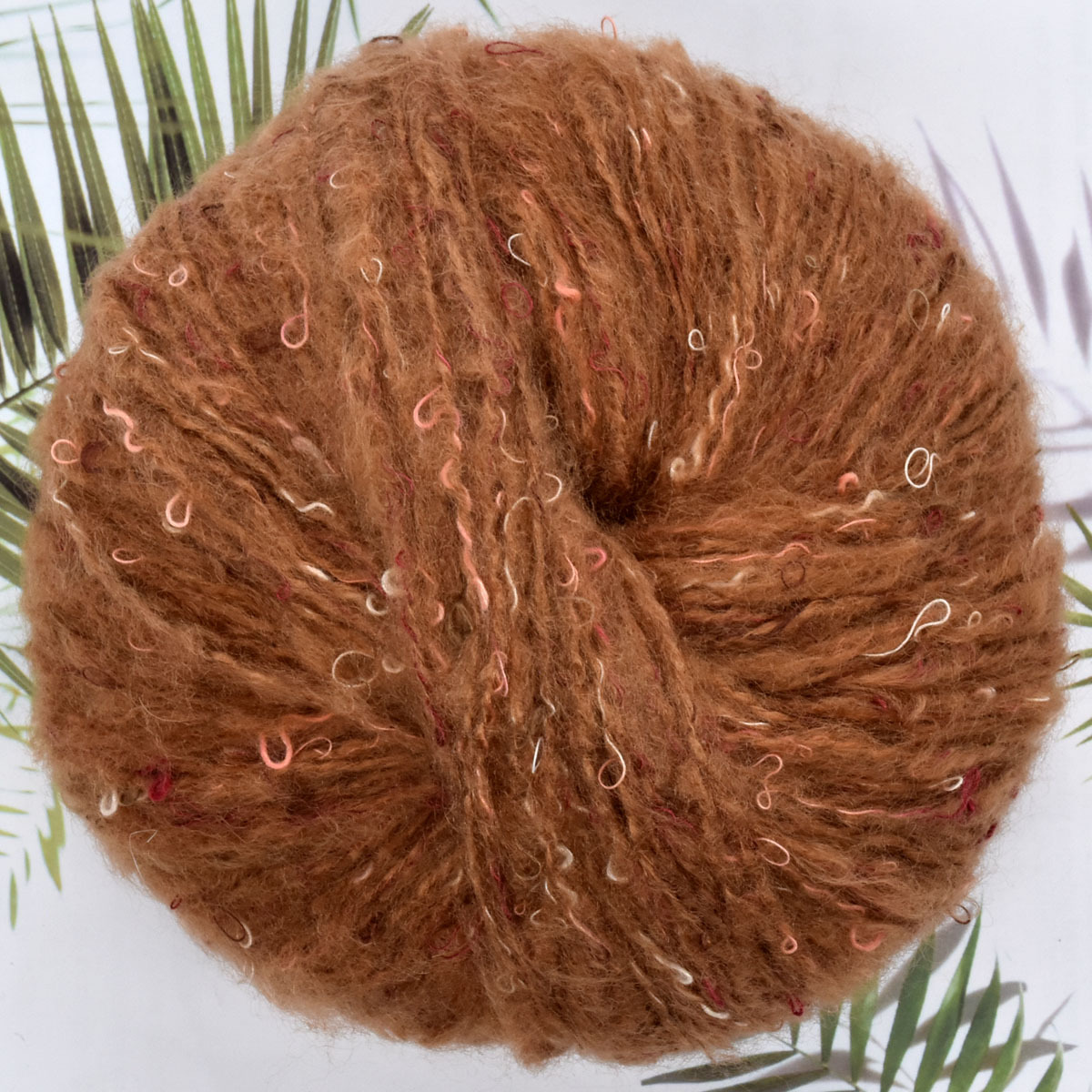 Wild Flower, Pink brown mohair yarn