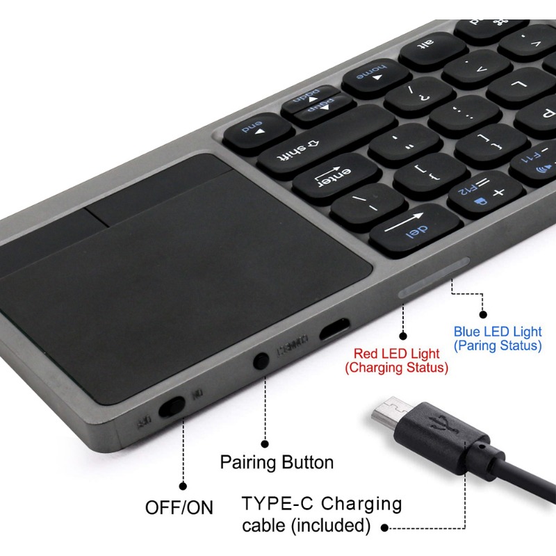 Travel Rechargeable Folding Keyboard Portable Clavier Pliable Pocket