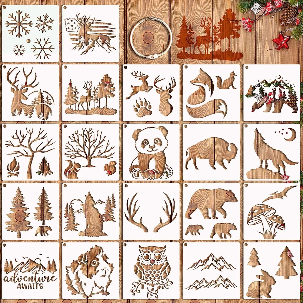 Winterwood Holiday Print Fabric Panel Woodland Animals