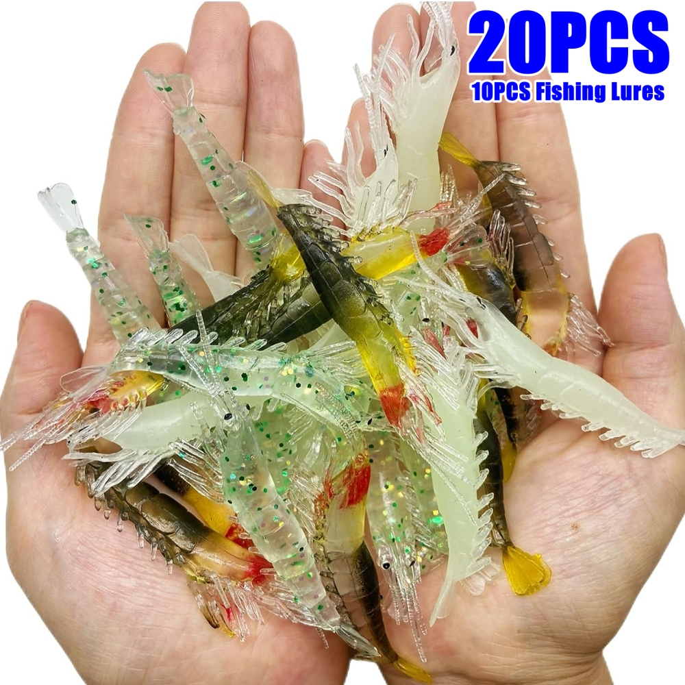 15pcs Realistic Shrimp Lures Yellow Fishing Shrimp Baits for Saltwater  Freshwater Bass Crappie with Plastic Box - AliExpress