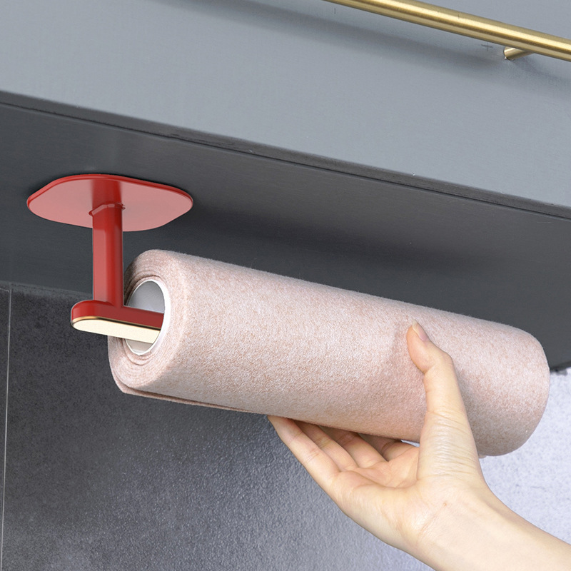 Punch-free Paper Towel Holder Plastic Self Adhesive Kitchen Under