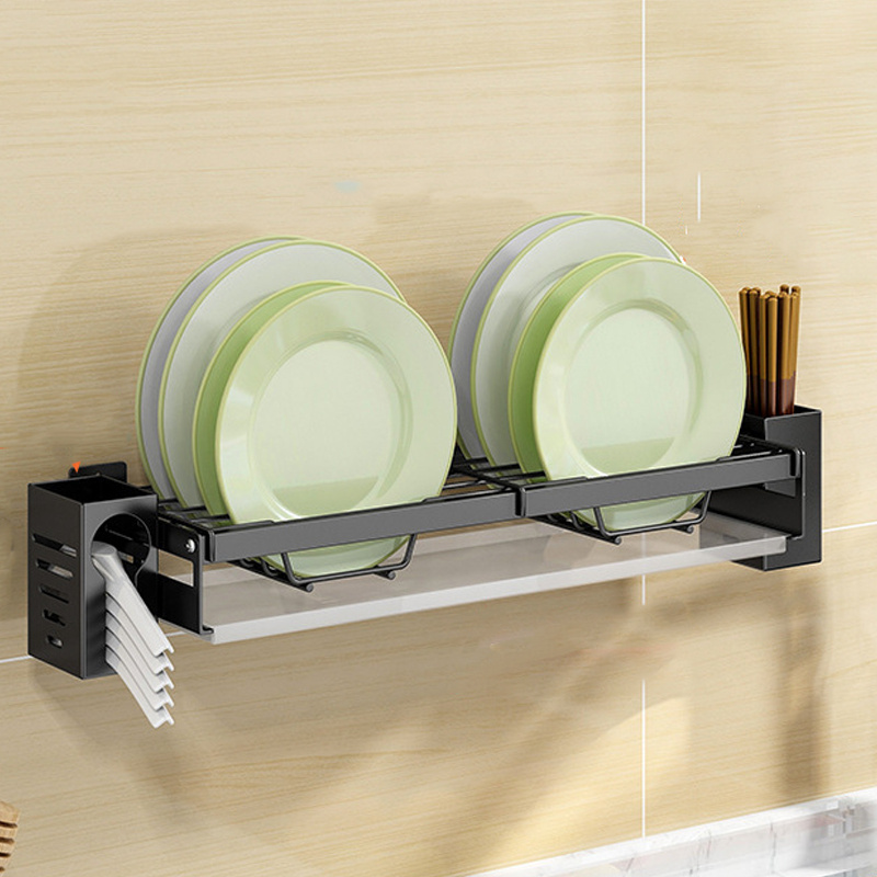 Kitchen Organizer Storage Shelf Dish Rack Wall-mounted Bowl Plate Drain  Chopsticks Spoon Tableware Storage Drying