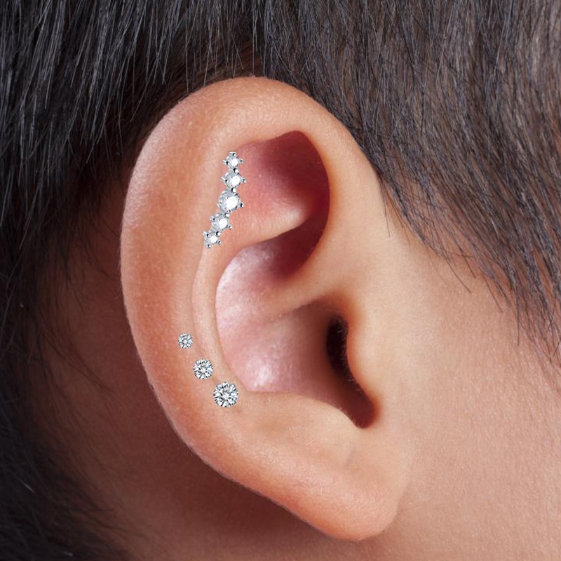 Stainless Steel Cartilage Earrings Set Forward Helix Flat - Temu
