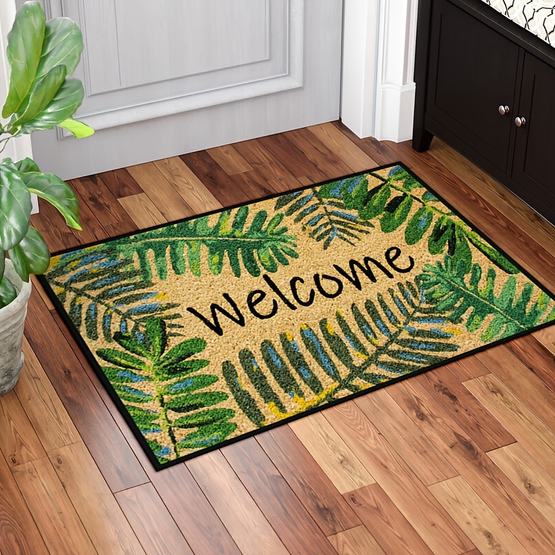 1pc Leaf Pattern Waterproof Door Mat, Modern Fabric Indoor Outdoor Rug For  Home