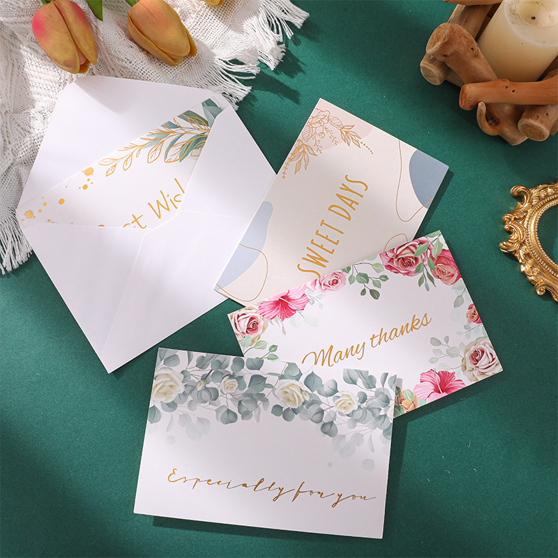 6pcs/set, Bronzing Creative Thank You Cards, Made Of Thick 350gsm White  Paper, Suitable For Blessing Greeting Cards, Blessing Emails, Etc. A Set Of  6