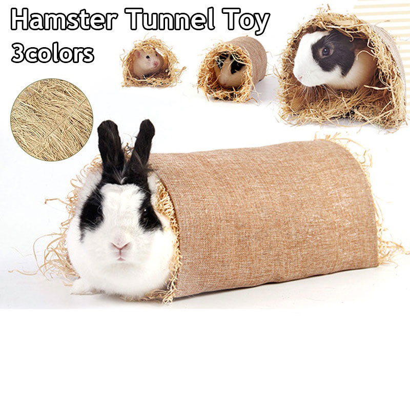 Rabbit Hideaway Toy Grass Straw Bunny Toy Tunnel Hamster Temu