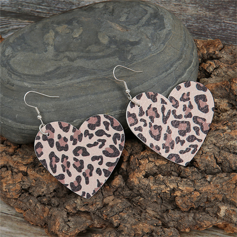 Valentine's Day Earrings Leopard Print Heart Shaped Water - Temu