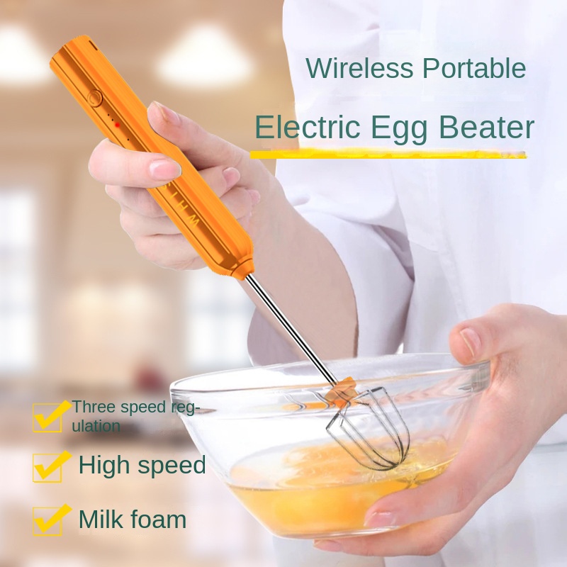 Portable Mini Wireless Electric Egg Beater Handheld USB