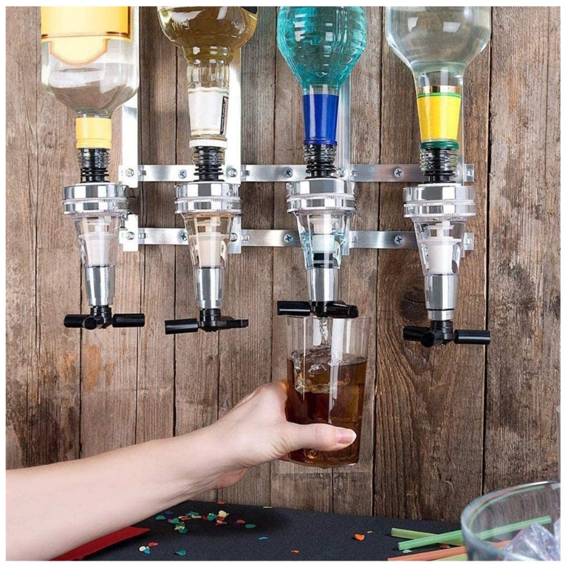 Wall-mounted 4 Bottle Liquor Dispenser, Bar Butler Bracket For