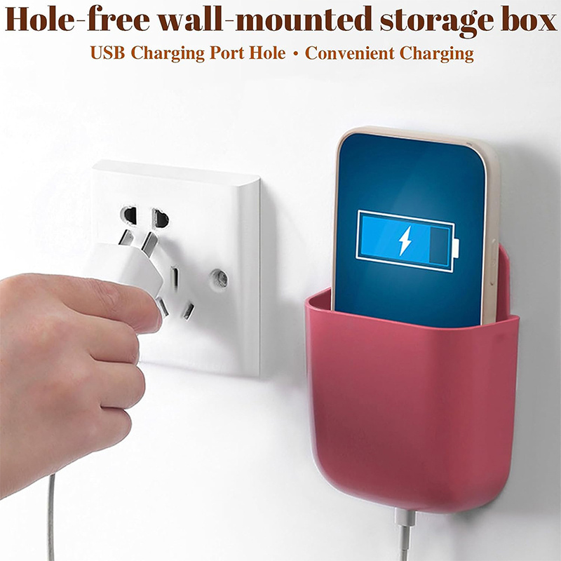 Remote Control Holder, Wall Mounted Storage Box,personalized Self-adhesive  Wall Phone Holder, Household Remote Control Mobile Phone Charging 