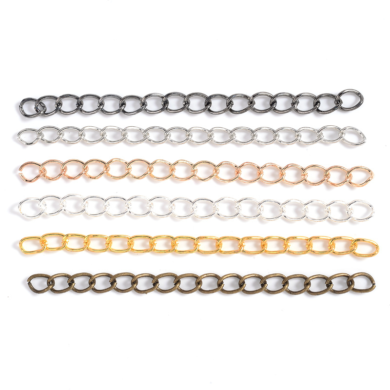 100pcs/lot 50mm Colorful Necklace Extension Chain Bulk Bracelet Extended  Chains Tail Extender For DIY Jewelry Making Findings