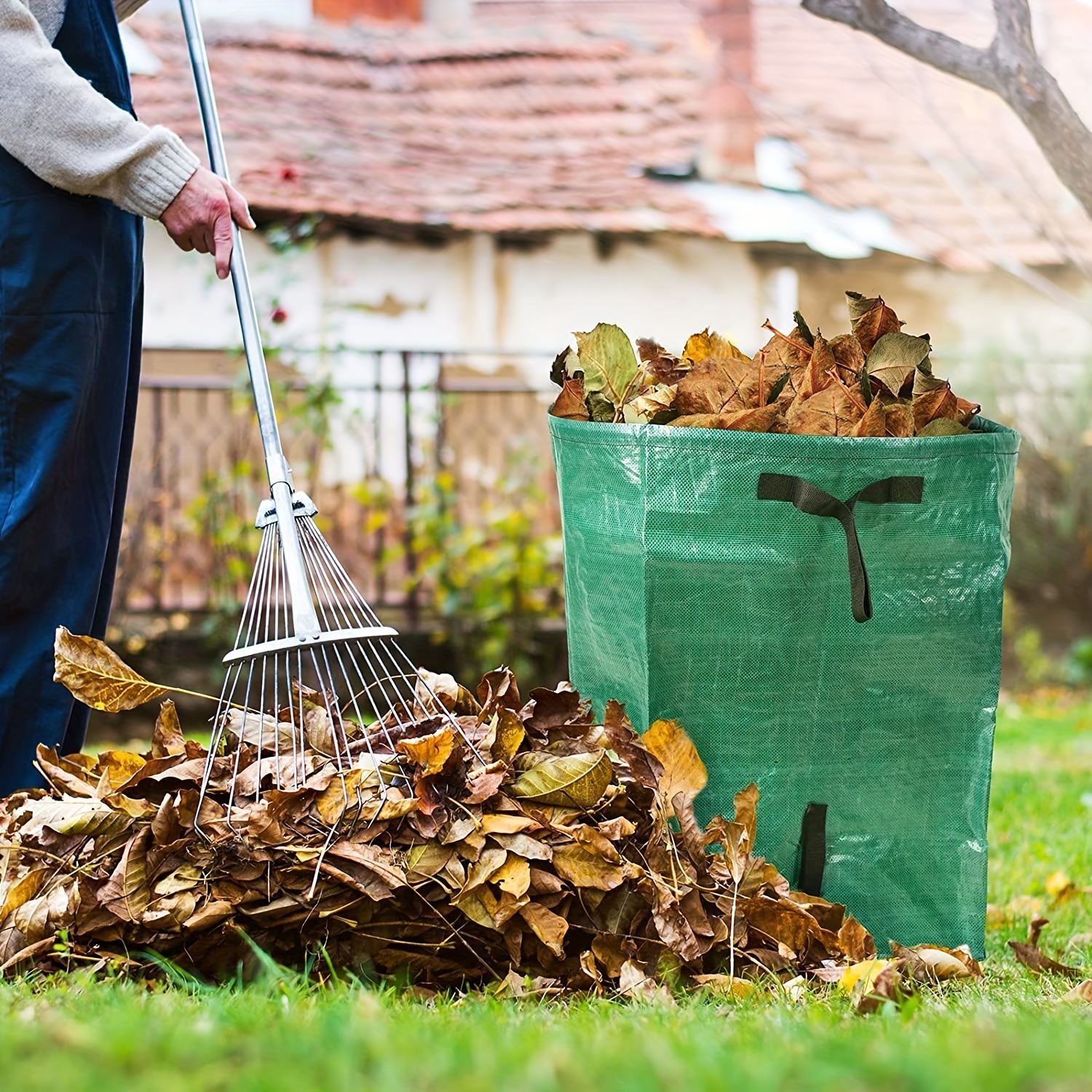 Leaf Bags, Garden Leaf Bags, Heavy Duty Garden Garbage Bag With Handle,  Garden Trash Bag, Reusable And Durable Garden Leaf Storage Bag, Yard Waste  Bags, Halloween Pumpkin Leaf Bags, Cleaning Supplies, Halloween