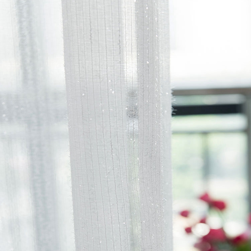 E-shop 1pc Raumteiler Sheer Vorhang Moderne Glänzende Weiß Sheer Vorhang Einfache Romantische Fenster Vorhang Für Wohnzimmer Büro Hause Decor