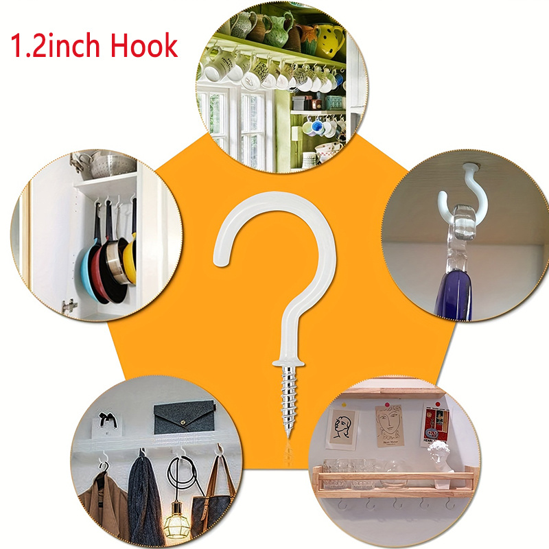 5Pcs Metal Cup Hooks Screw-in Hooks Suspended Ceiling Hooks Dropped  Self-Tapping for Hanging Plants