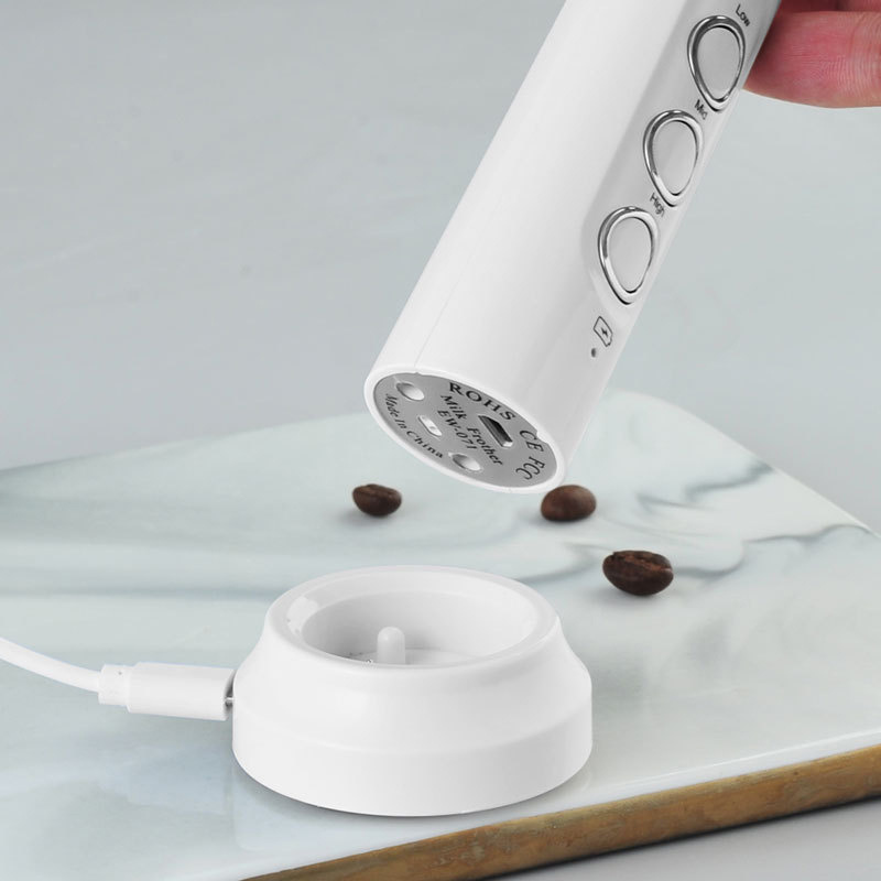 Electric Milk Frother Handheld USB Rechargeable 3 Speeds Drink Mixer Foam  Maker