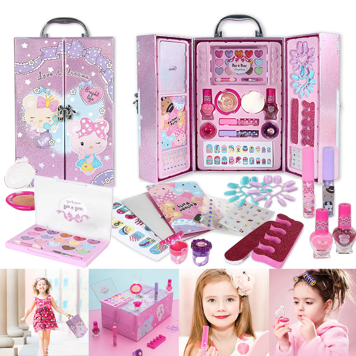 Girl Doll Makeup Box Girl Toys Play Makeup Kit Children's - Temu