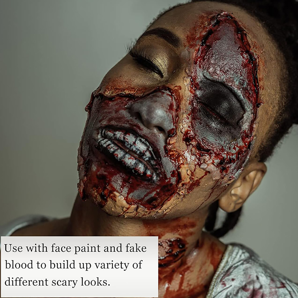 MEICOLY Látex líquido de carne ligera con esponja, disfraz de Halloween SFX  efectos especiales maquillaje para quemaduras de cicatrices, monstruo