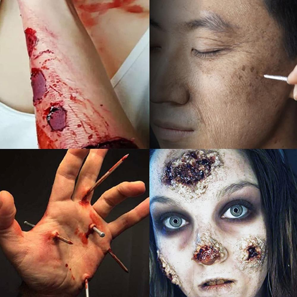 Go Ho Maquillaje líquido SFX de látex (1 onza), maquillaje de monstruo  zombi de Halloween, secado rápido, pintura facial blanca líquida multiusos  para