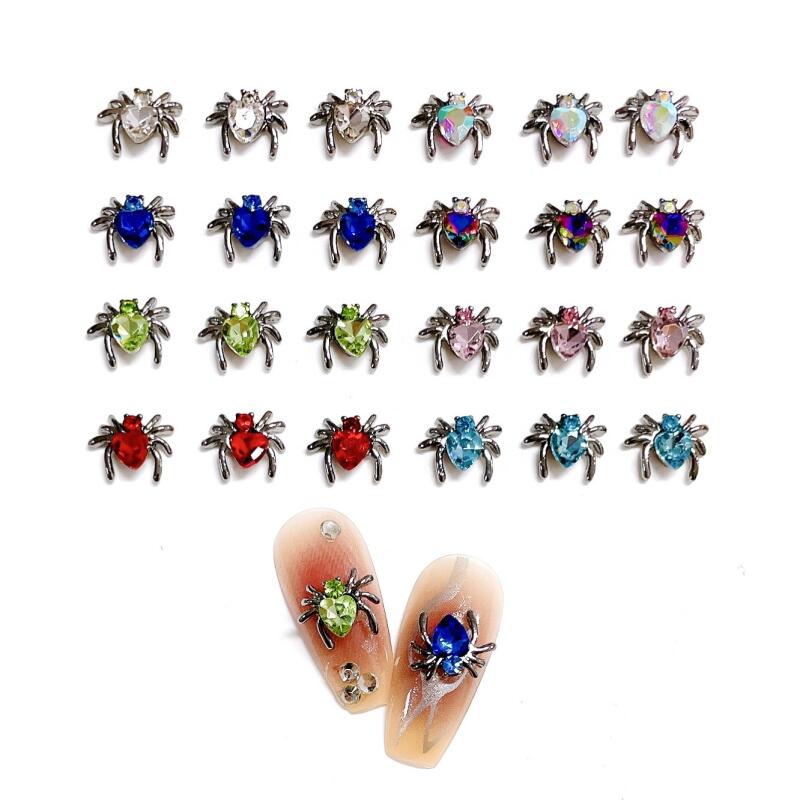 Halloween Spider Nail Art Charms With Rhinestones/pearls,3d Alloy Nail Gem  Accessories,nail Art Jewelry For Diy Or Nail Salons - Temu